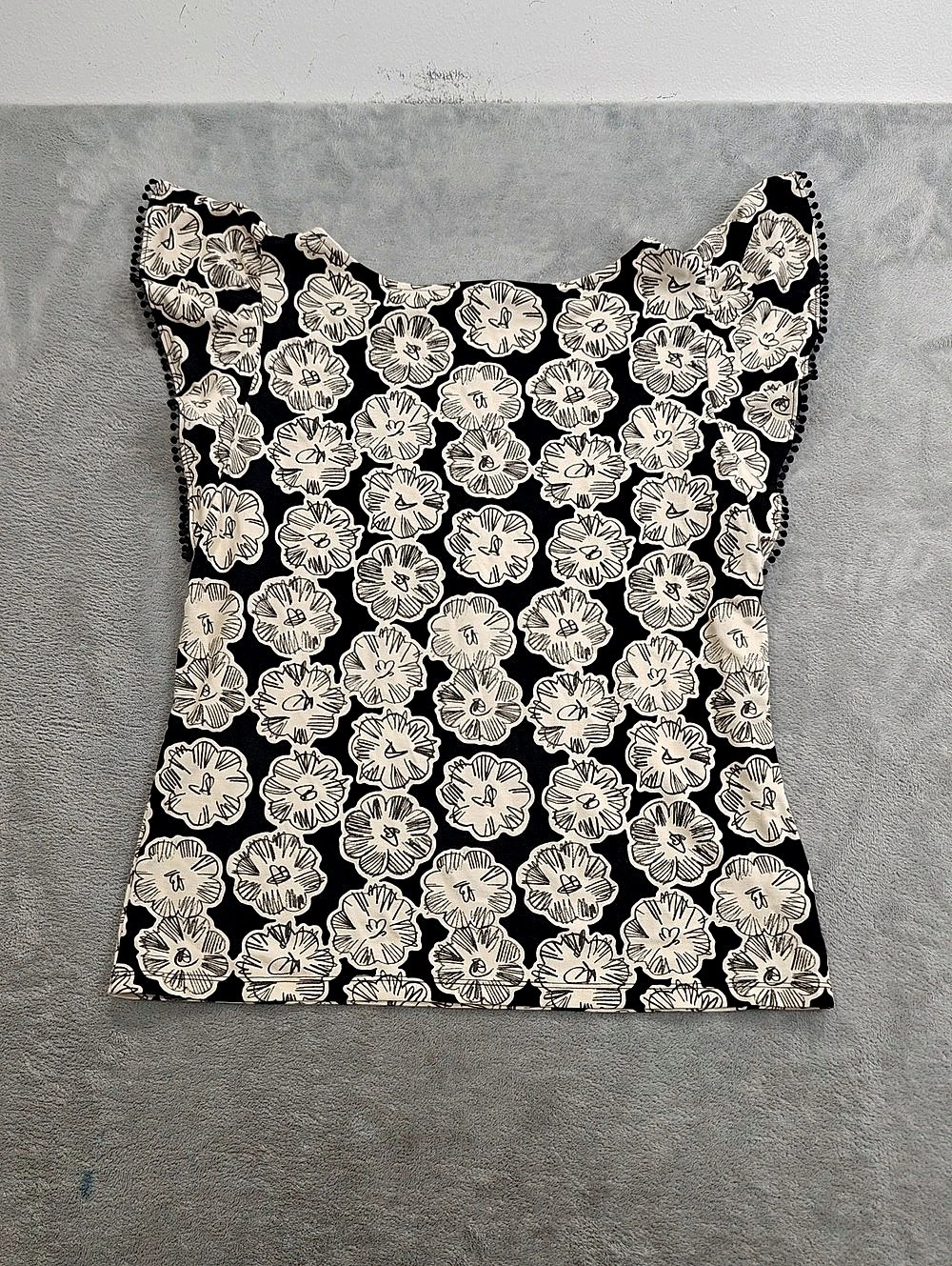 Ann Taylor Factory Floral Tank Top in Black & Cream Size Medium NWT
